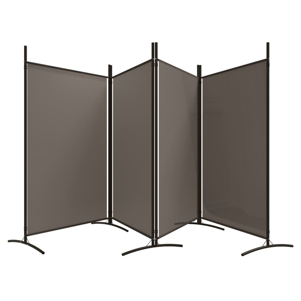 Anthracite 4-Panel Room Divider - Fabric, 346x180 cm