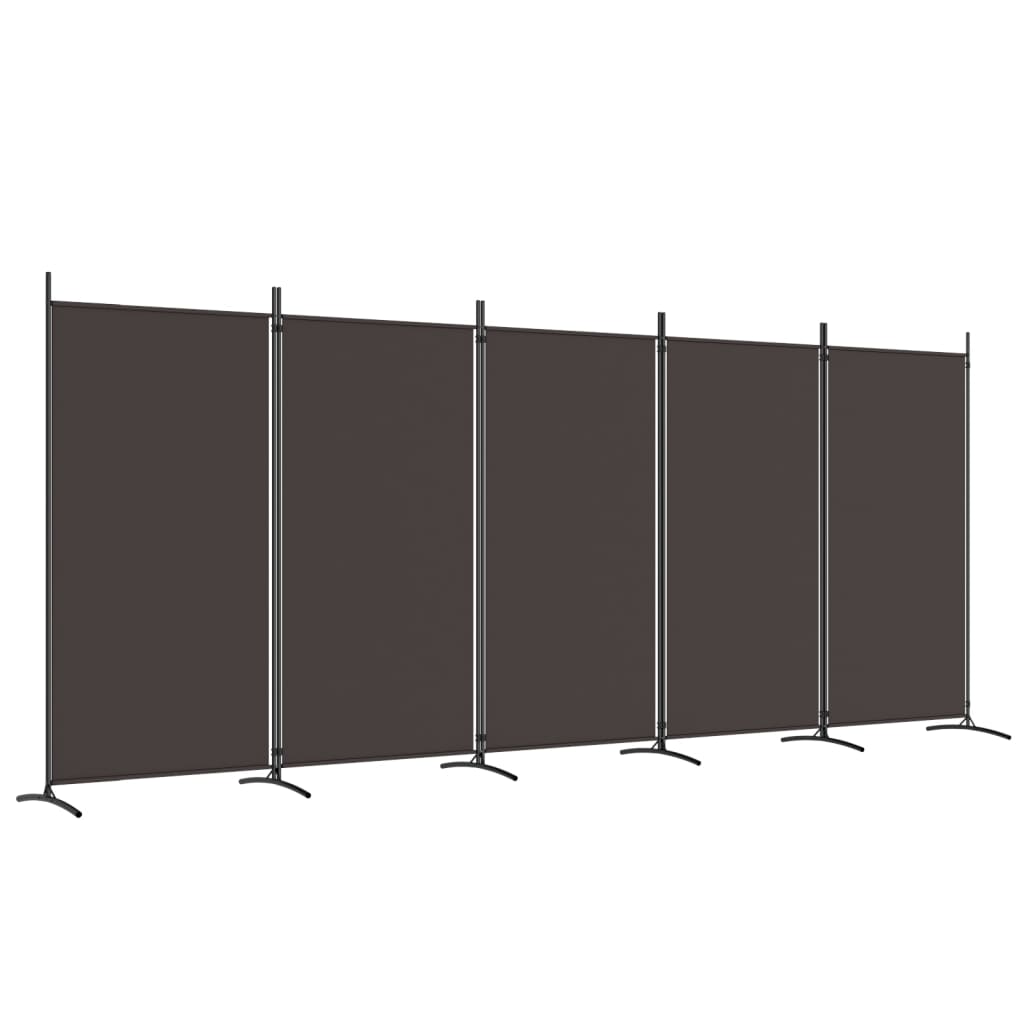 Brown 5-Panel Room Divider, Fabric, 433x180 cm - Stylish & Functional
