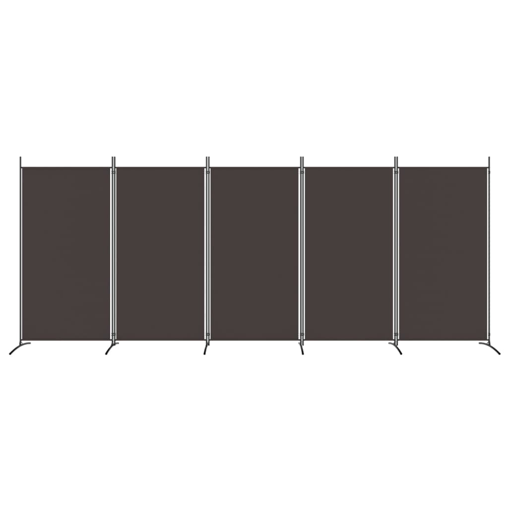 Brown 5-Panel Room Divider, Fabric, 433x180 cm - Stylish & Functional