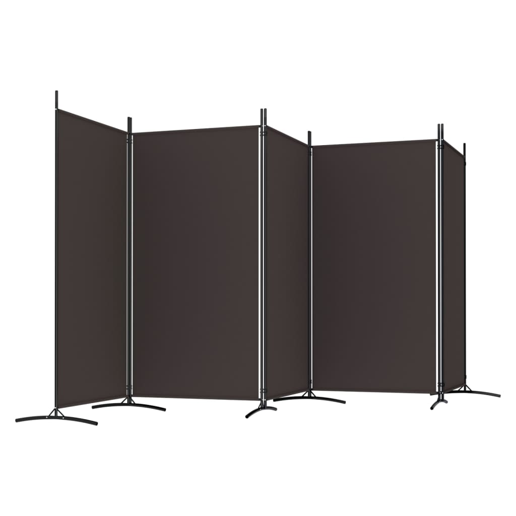 Brown 5-Panel Room Divider, Fabric, 433x180 cm - Stylish & Functional