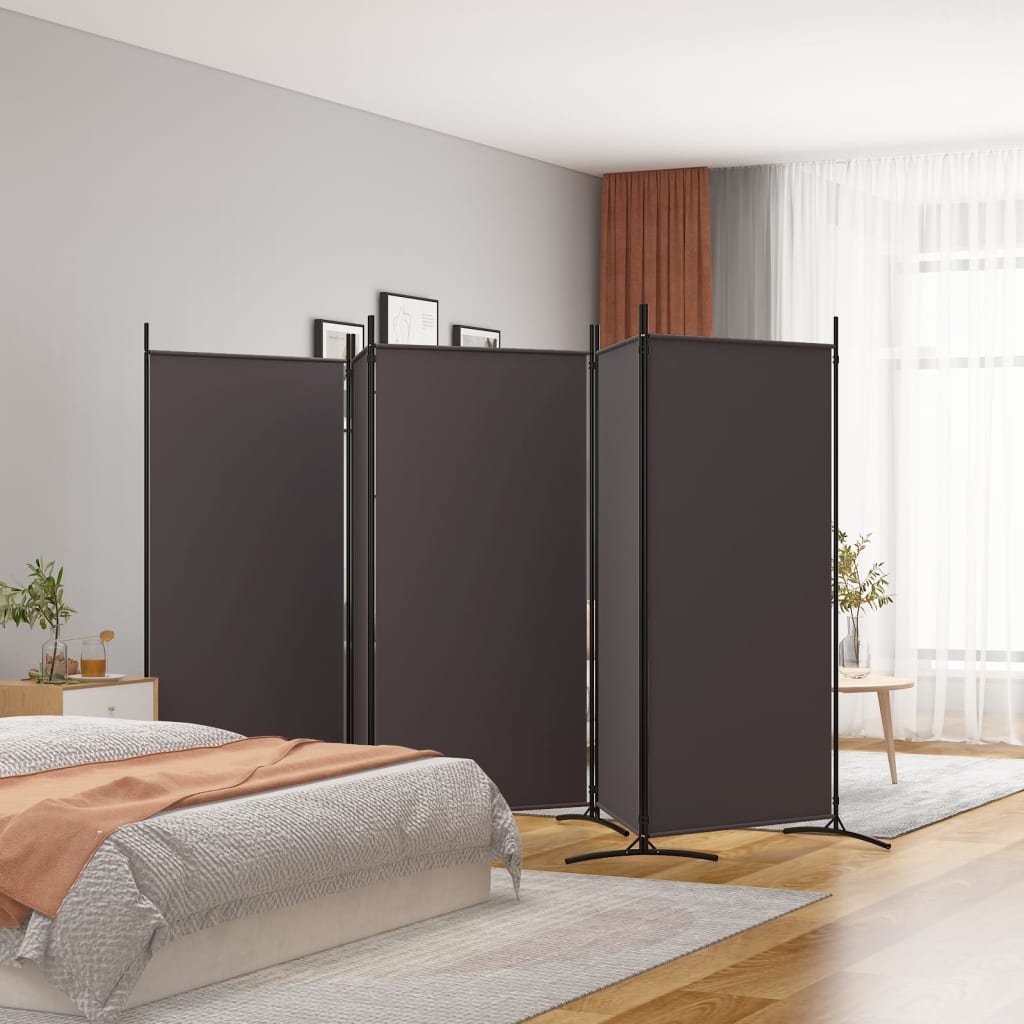Brown 5-Panel Room Divider, Fabric, 433x180 cm - Stylish & Functional