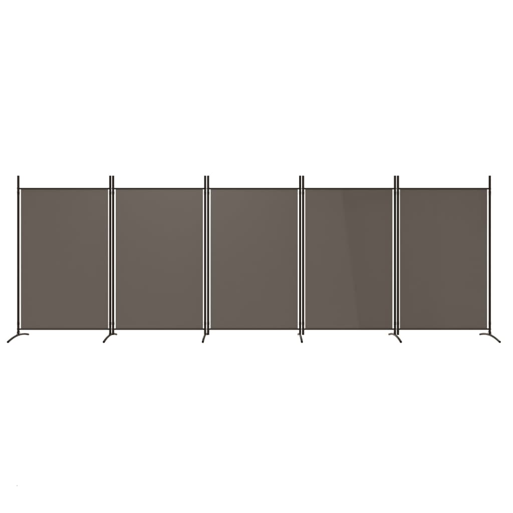 5-Panel Anthracite Fabric Room Divider, 433x180 cm