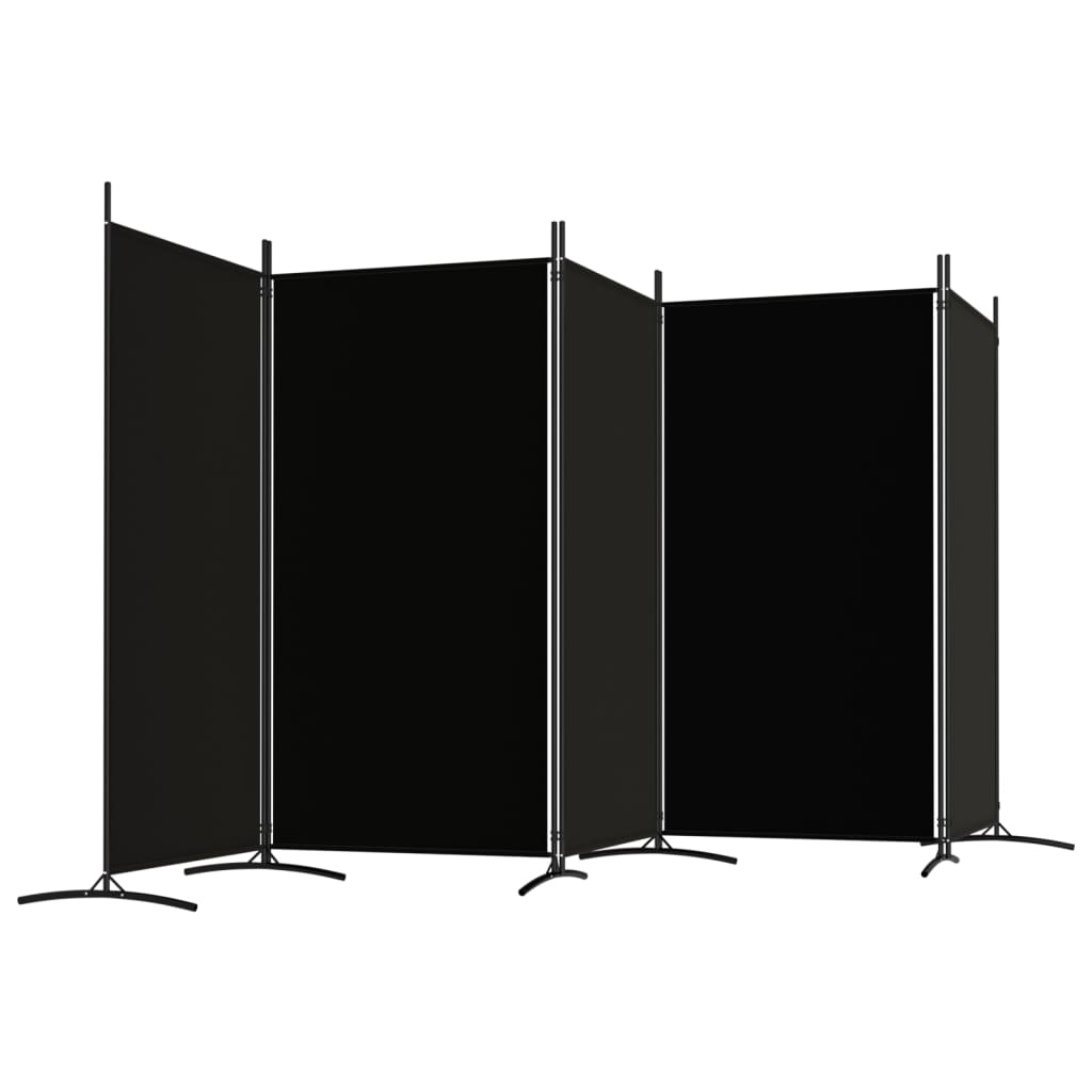 Elegant Black Fabric 5-Panel Room Divider - 433x180 cm