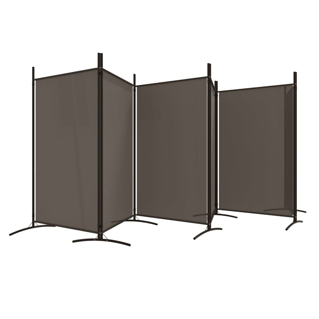Anthracite 6-Panel Fabric Room Divider, 520x180 cm - Modern Privacy