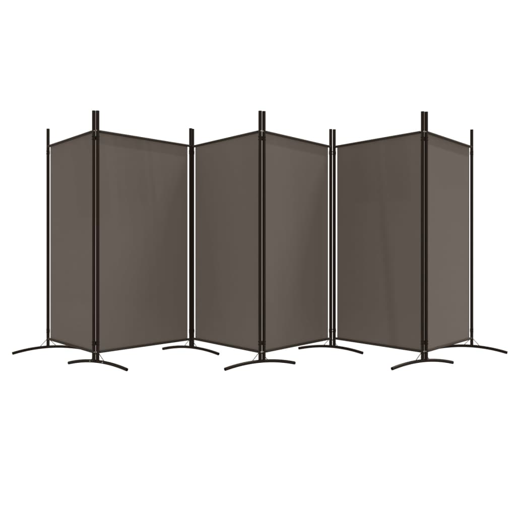 Anthracite 6-Panel Fabric Room Divider, 520x180 cm - Modern Privacy