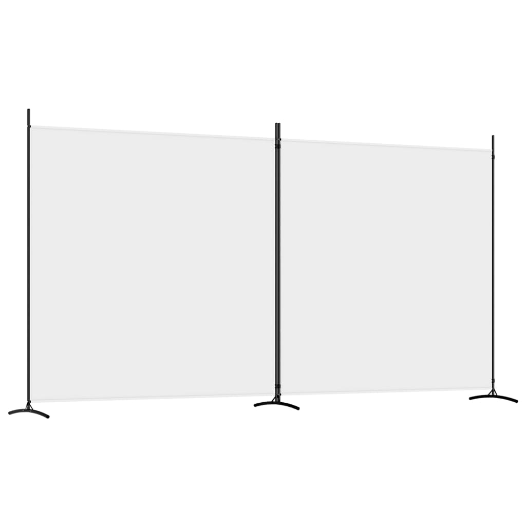 2-Panel White Fabric Room Divider, 348x180 cm