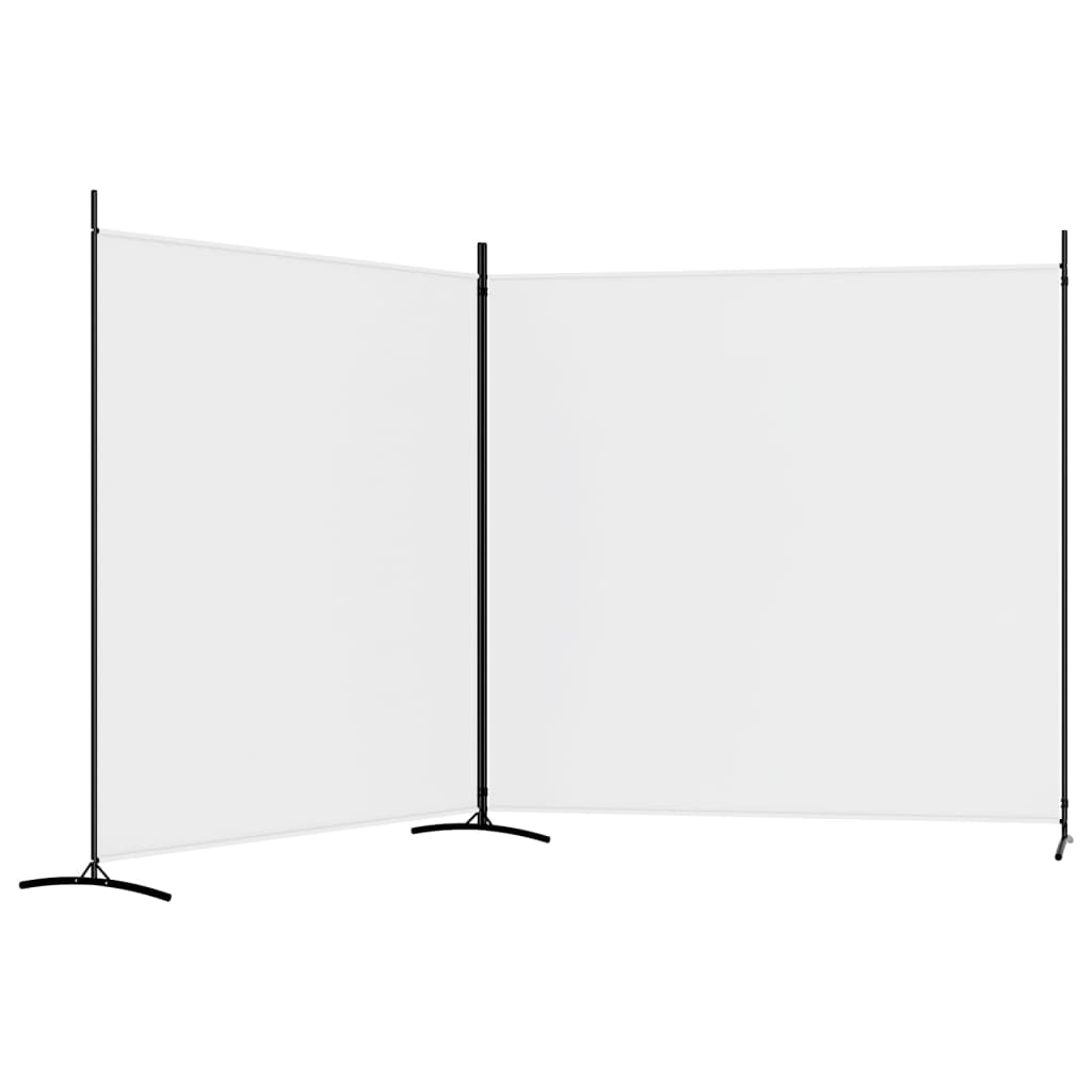 2-Panel White Fabric Room Divider, 348x180 cm