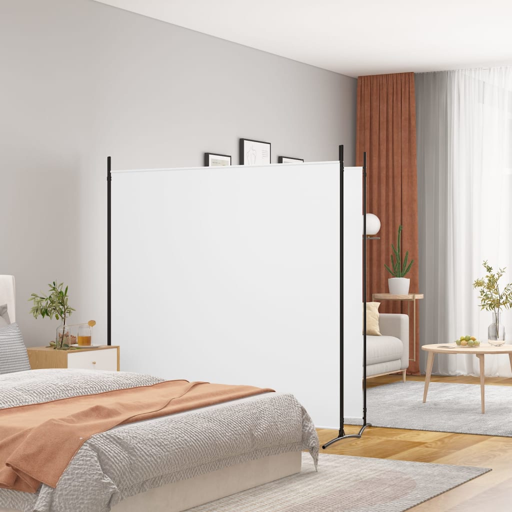 2-Panel White Fabric Room Divider, 348x180 cm