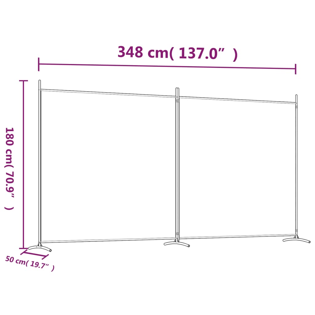 Anthracite Fabric 2-Panel Room Divider, 348x180 cm