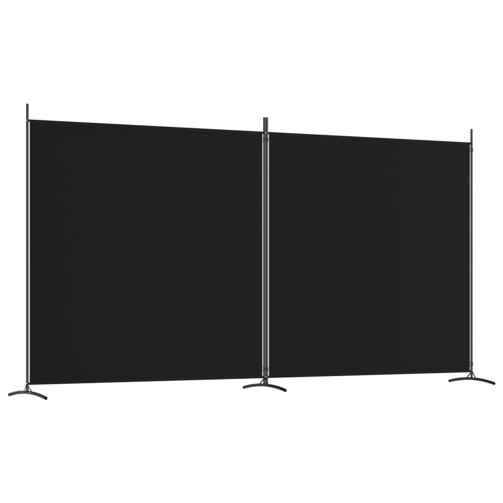 Black 2-Panel Fabric Room Divider - 348x180 cm