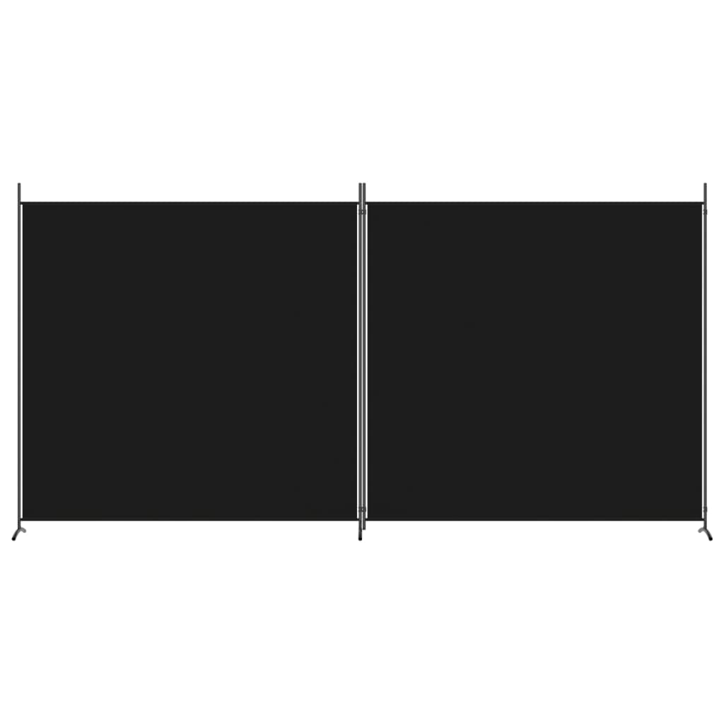 Black 2-Panel Fabric Room Divider - 348x180 cm