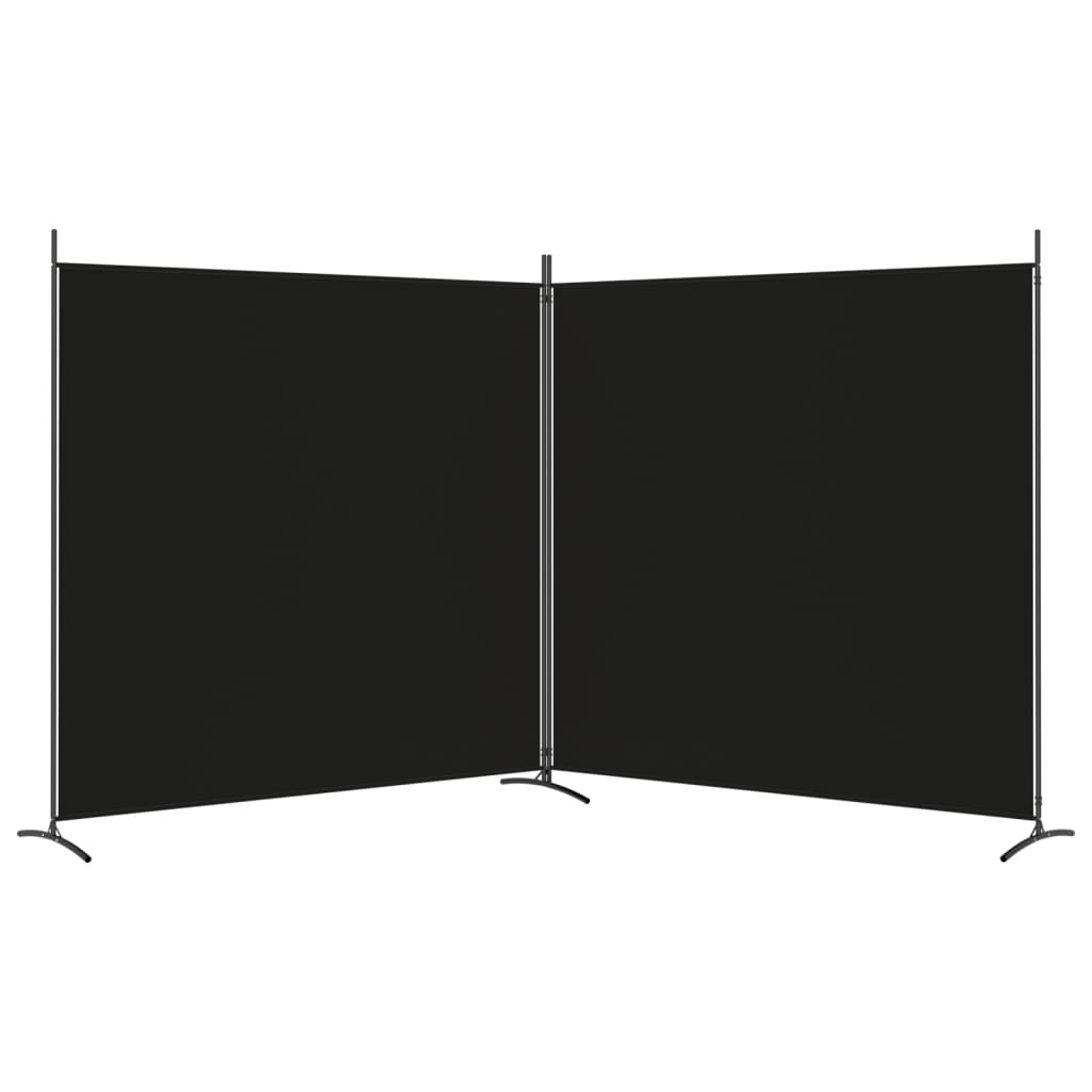 Black 2-Panel Fabric Room Divider - 348x180 cm
