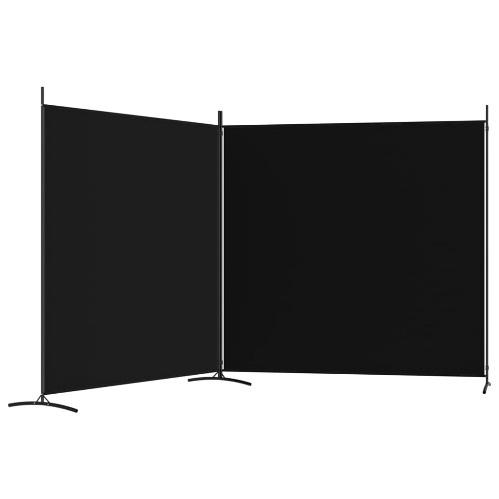 Black 2-Panel Fabric Room Divider - 348x180 cm