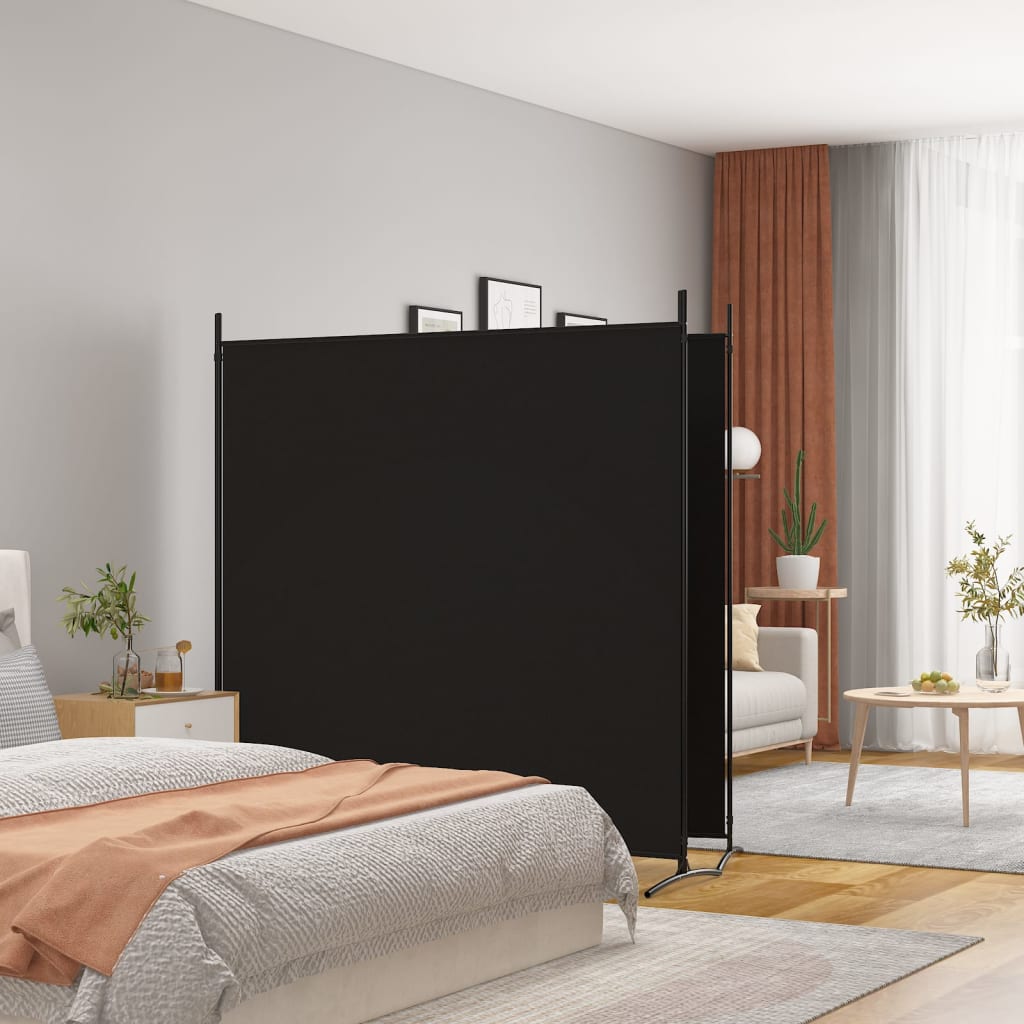Black 2-Panel Fabric Room Divider - 348x180 cm