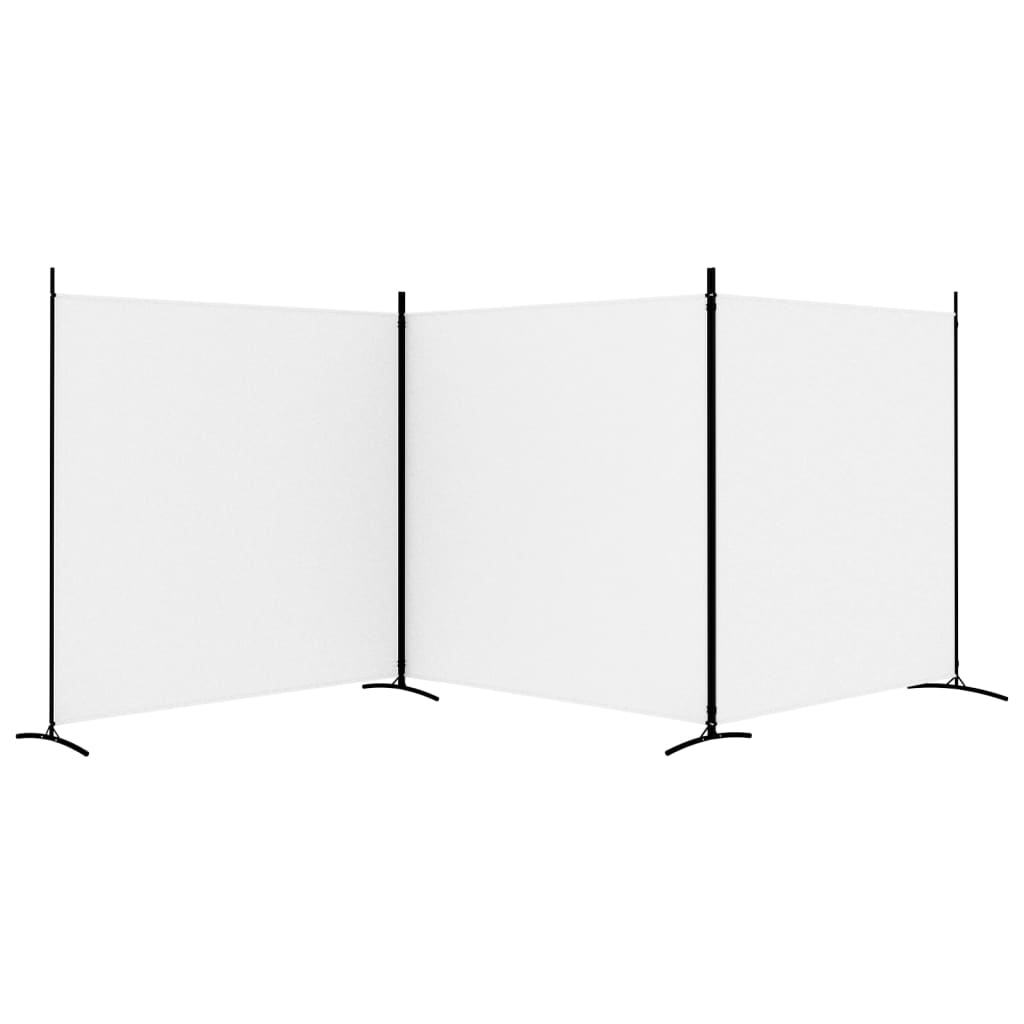 White Fabric 3-Panel Room Divider, 525x180 cm - Stylish & Functional