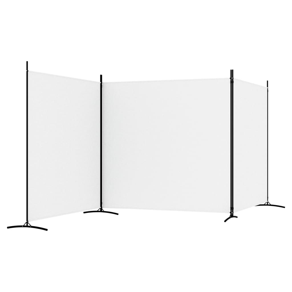 White Fabric 3-Panel Room Divider, 525x180 cm - Stylish & Functional