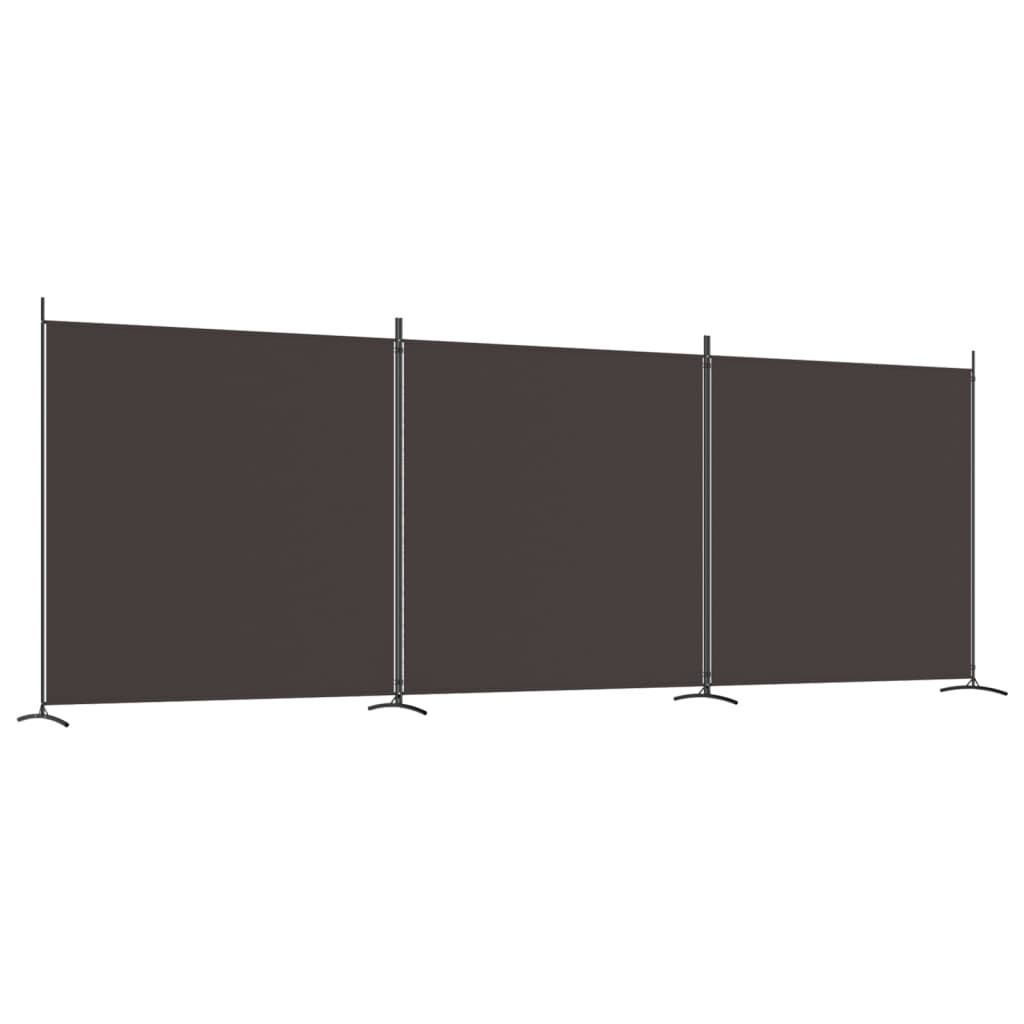 Elegant Brown 3-Panel Fabric Room Divider - 525x180 cm