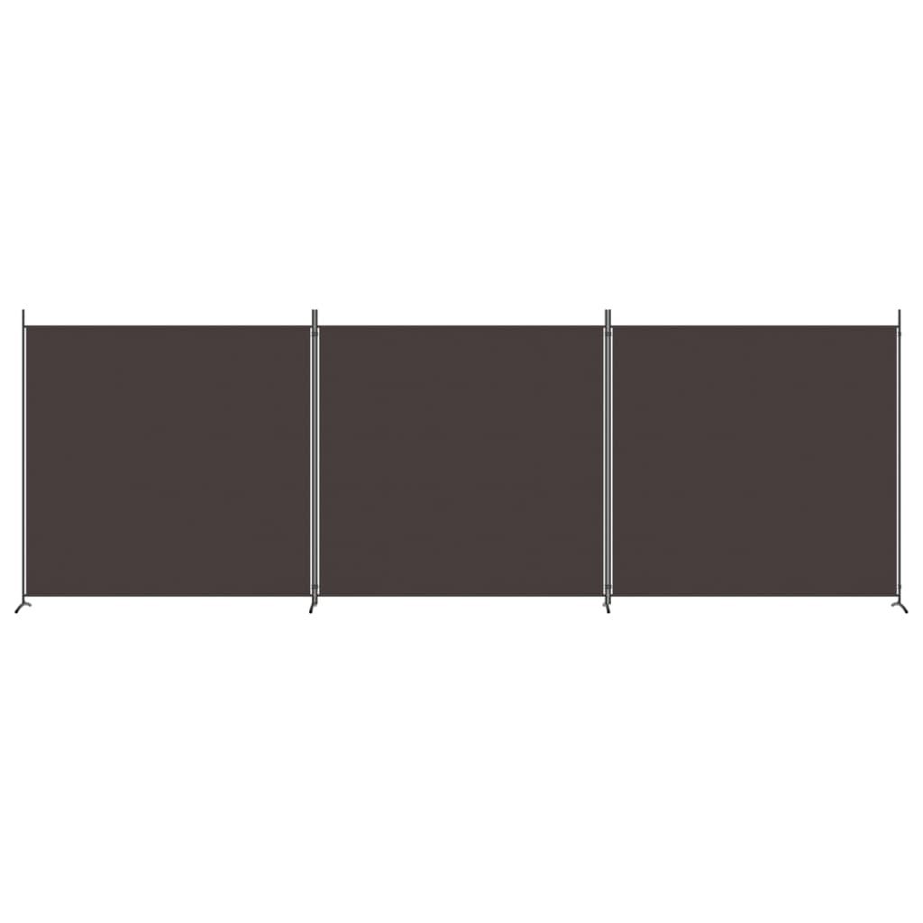 Elegant Brown 3-Panel Fabric Room Divider - 525x180 cm