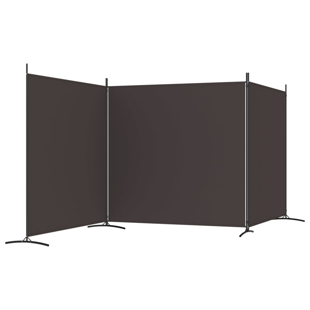 Elegant Brown 3-Panel Fabric Room Divider - 525x180 cm
