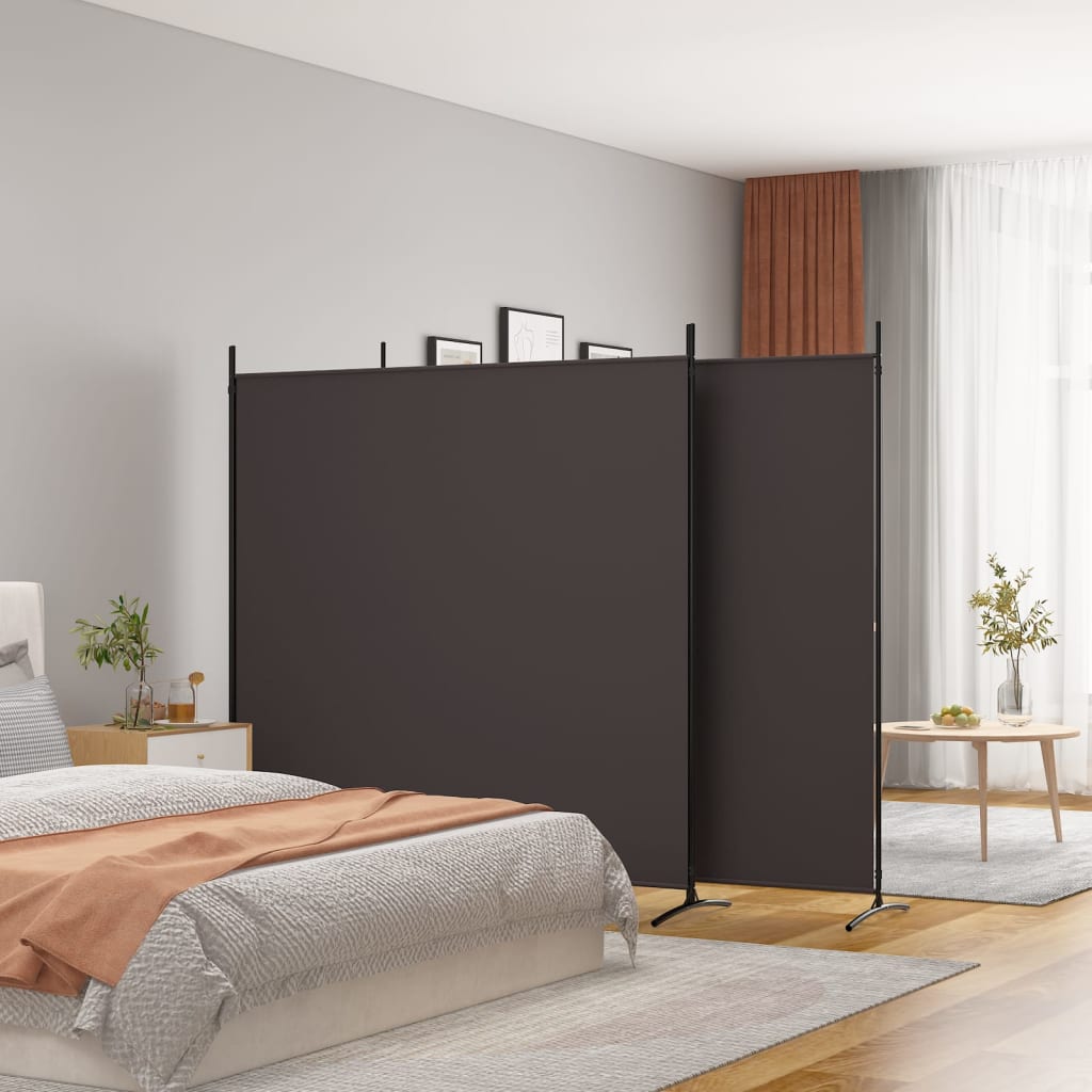 Elegant Brown 3-Panel Fabric Room Divider - 525x180 cm