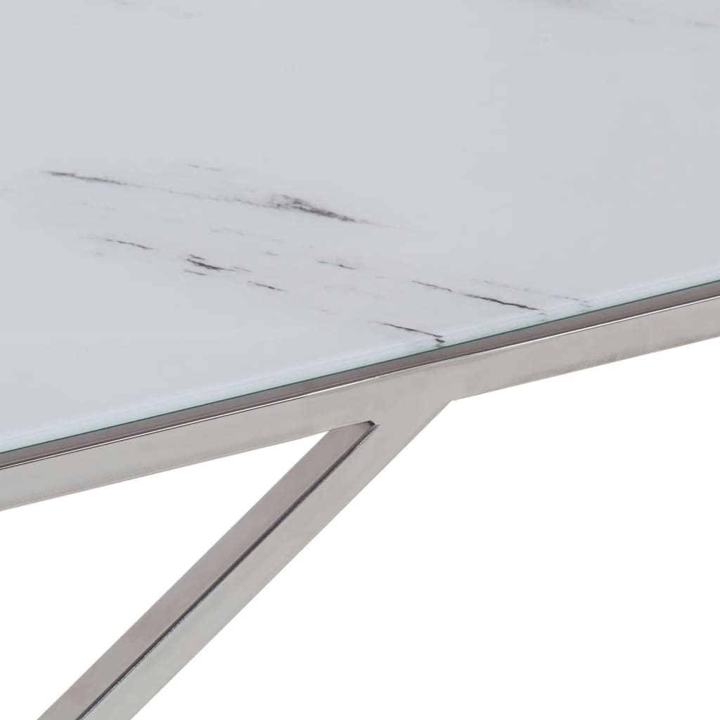 Coffee Table Silver Stainless Steel and Tempered Glass