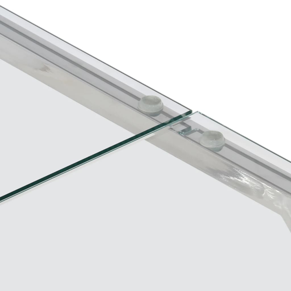 Coffee Table Silver Stainless Steel and Tempered Glass