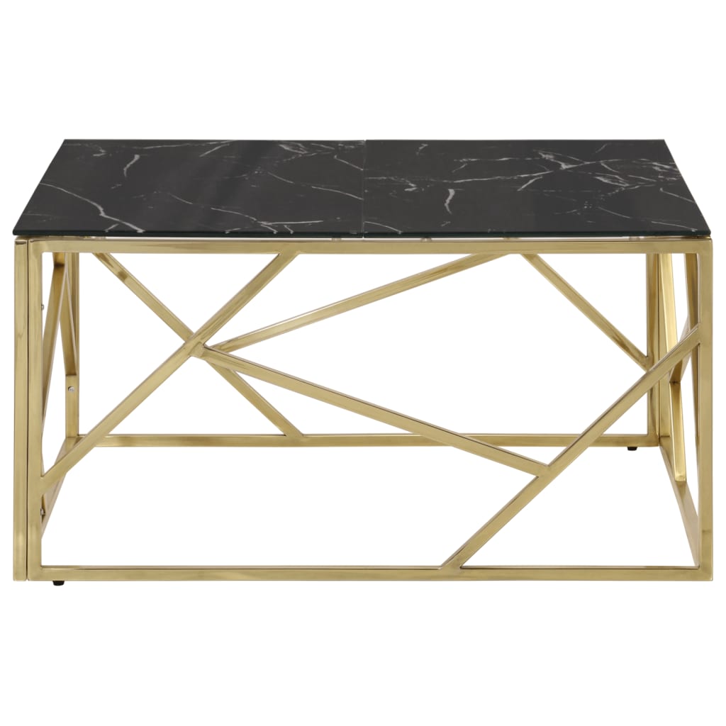 Coffee Table Gold Stainless Steel and Tempered Glass
