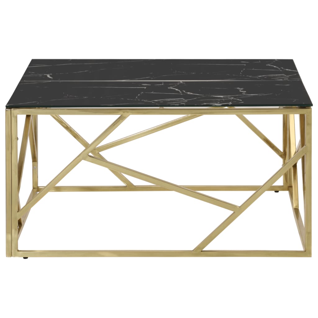 Coffee Table Gold Stainless Steel and Tempered Glass
