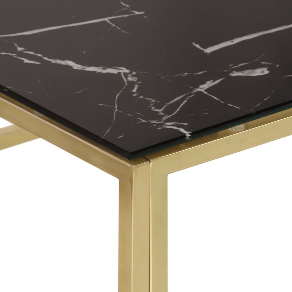 Coffee Table Gold Stainless Steel and Tempered Glass