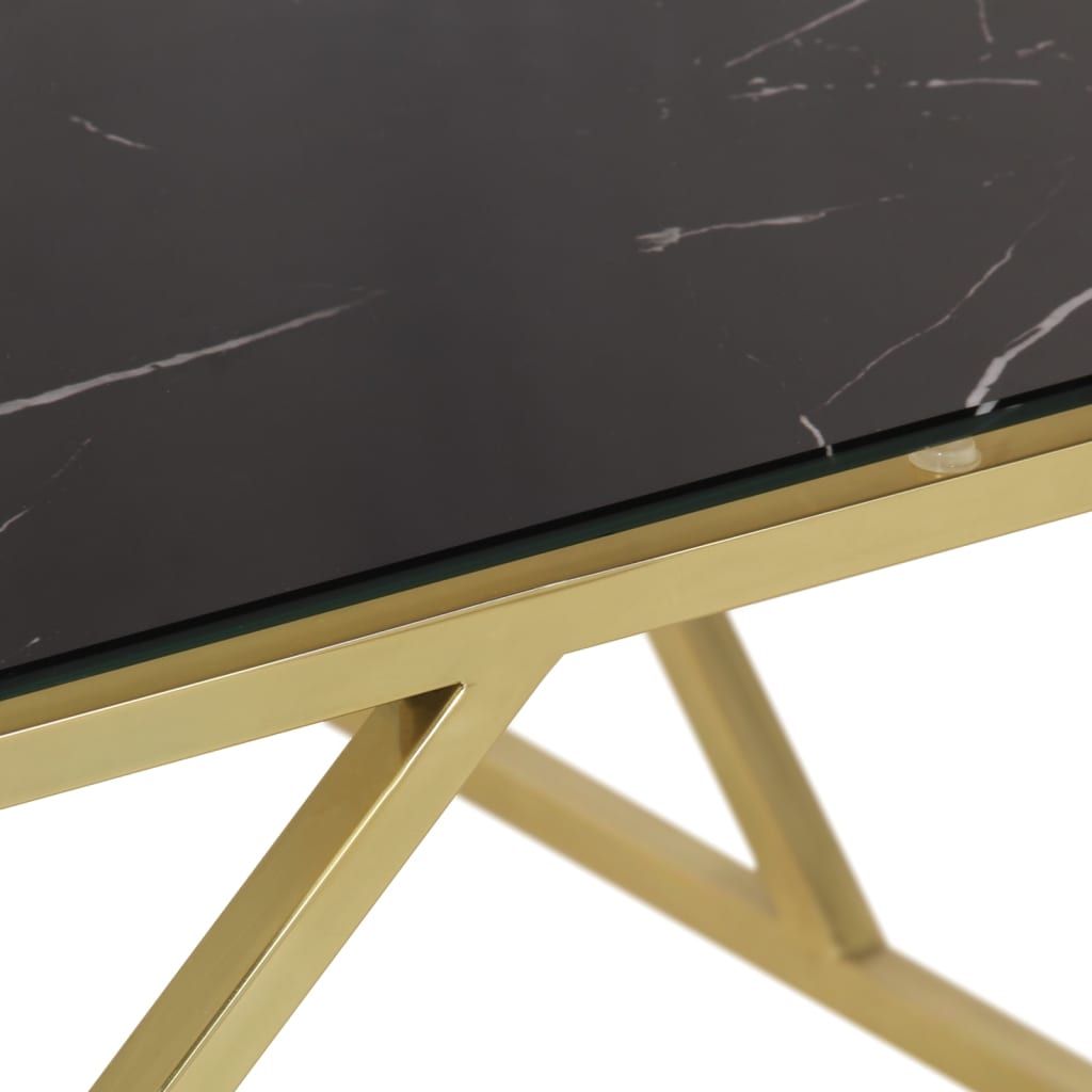 Coffee Table Gold Stainless Steel and Tempered Glass