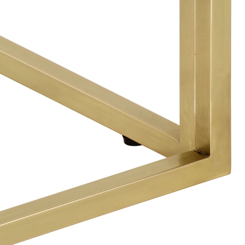 Coffee Table Gold Stainless Steel and Solid Wood Sleeper