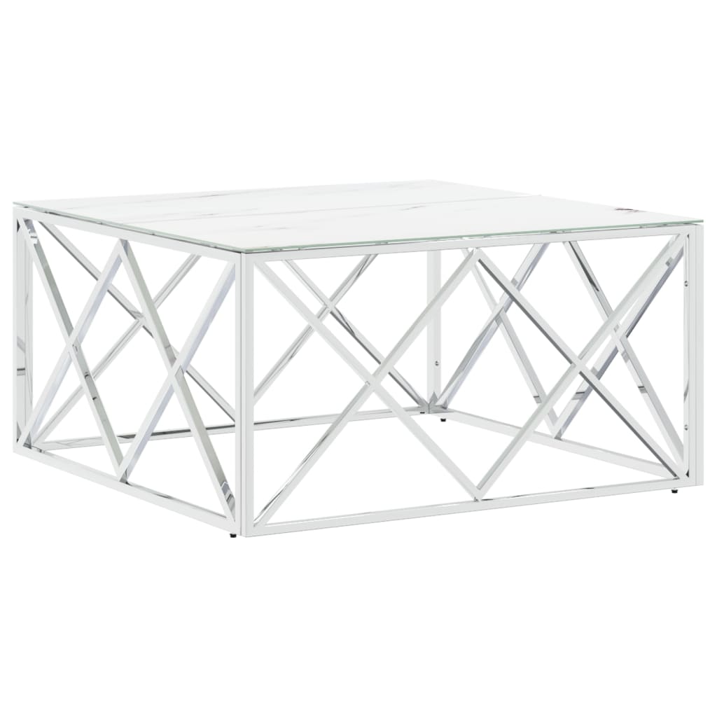 Coffee Table Silver 80x80x40 cm Stainless Steel and Glass