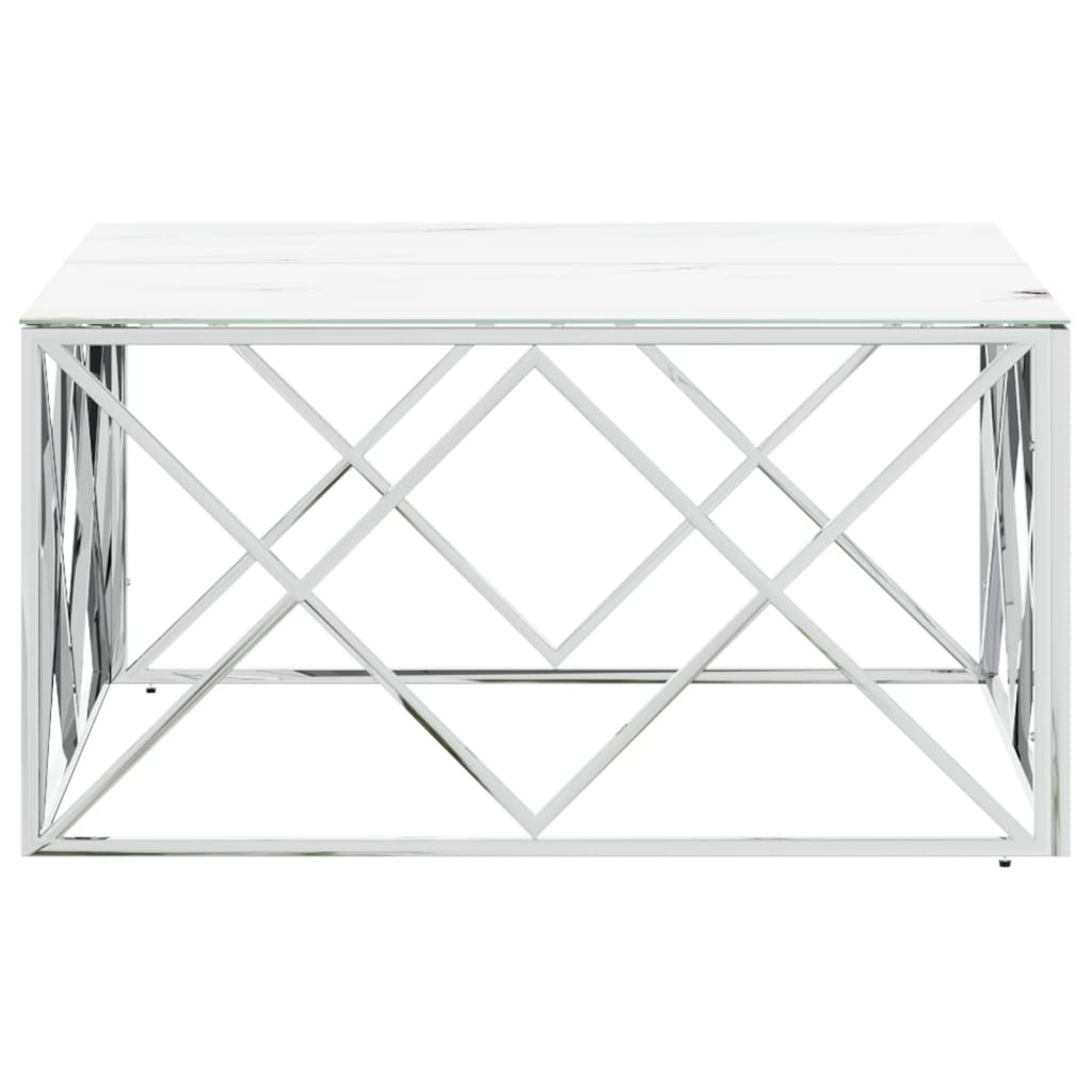 Coffee Table Silver 80x80x40 cm Stainless Steel and Glass