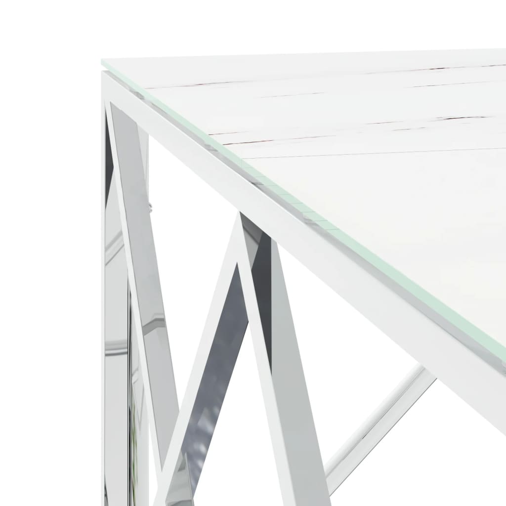 Coffee Table Silver 80x80x40 cm Stainless Steel and Glass