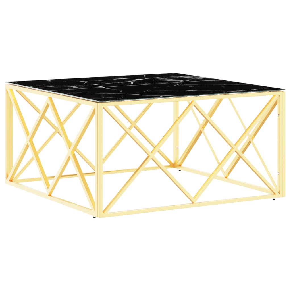 Coffee Table Gold 80x80x40 cm Stainless Steel and Glass