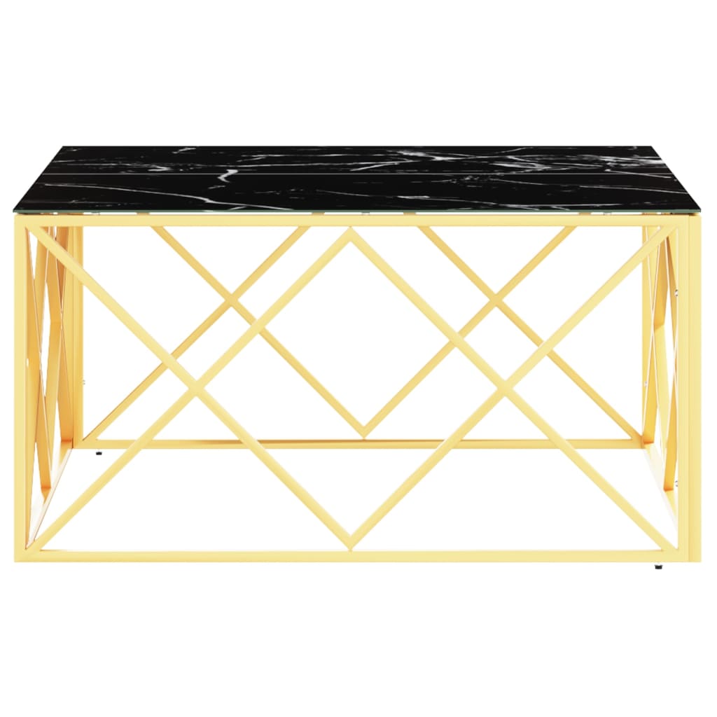 Coffee Table Gold 80x80x40 cm Stainless Steel and Glass