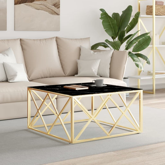 Coffee Table Gold 80x80x40 cm Stainless Steel and Glass