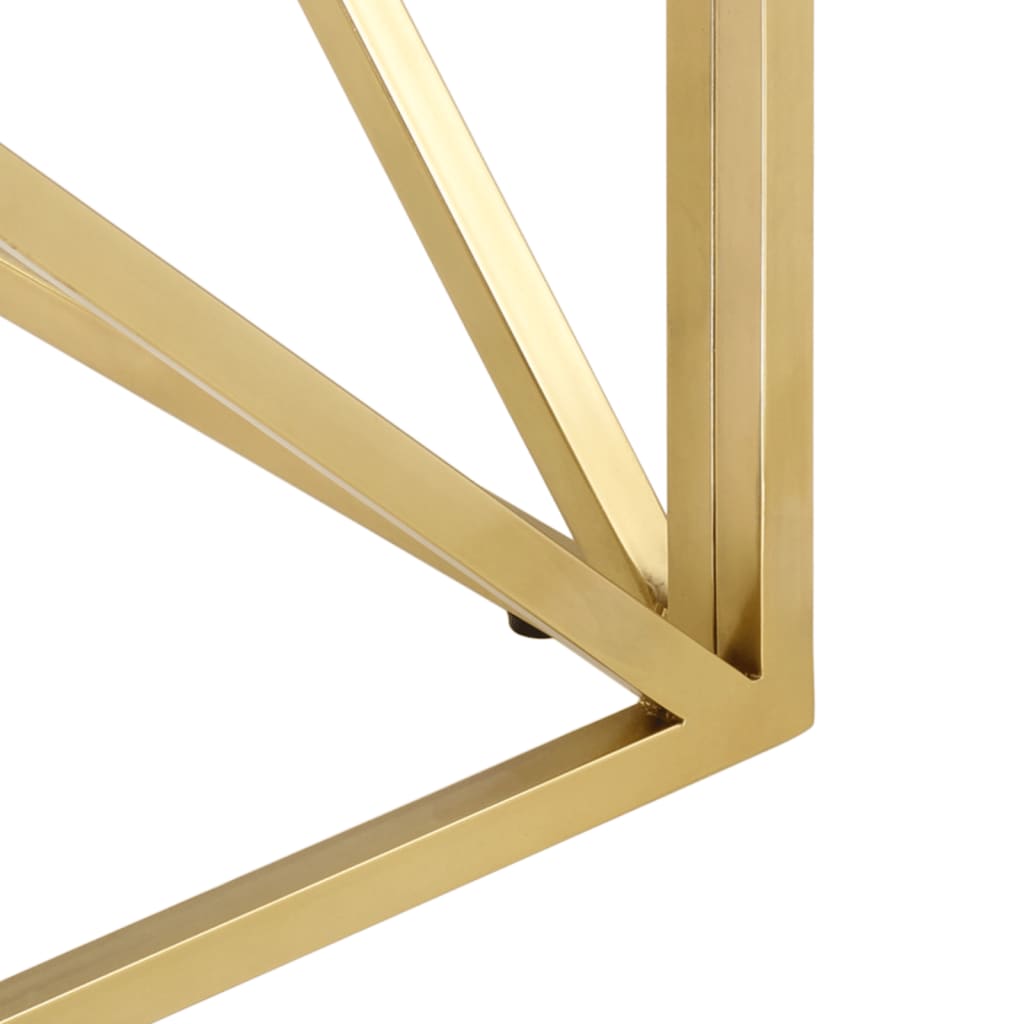 Coffee Table Gold Stainless Steel and Tempered Glass