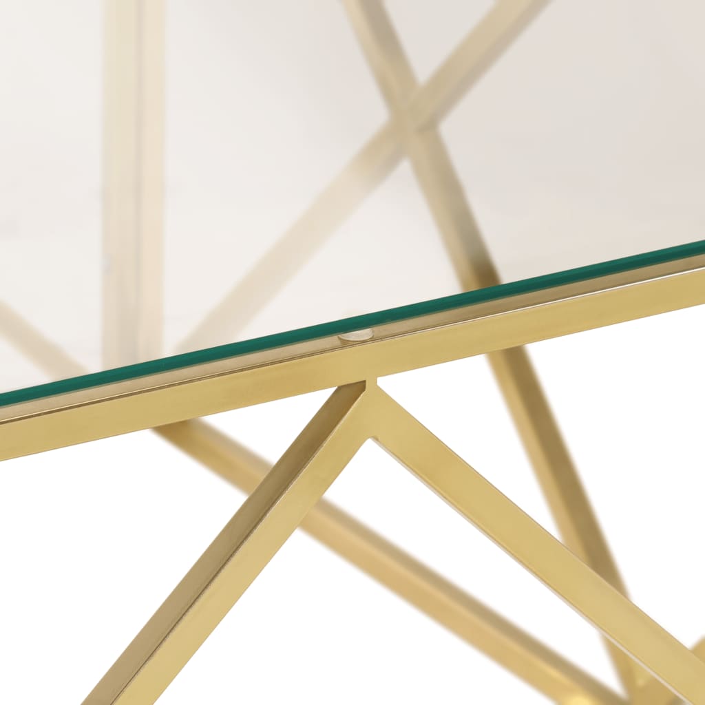 Coffee Table Gold Stainless Steel and Tempered Glass