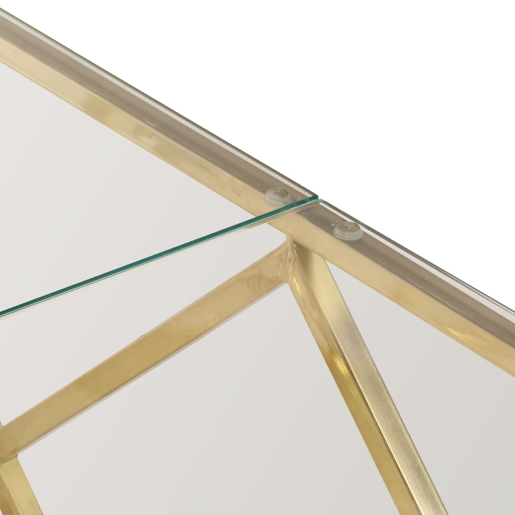 Coffee Table Gold Stainless Steel and Tempered Glass