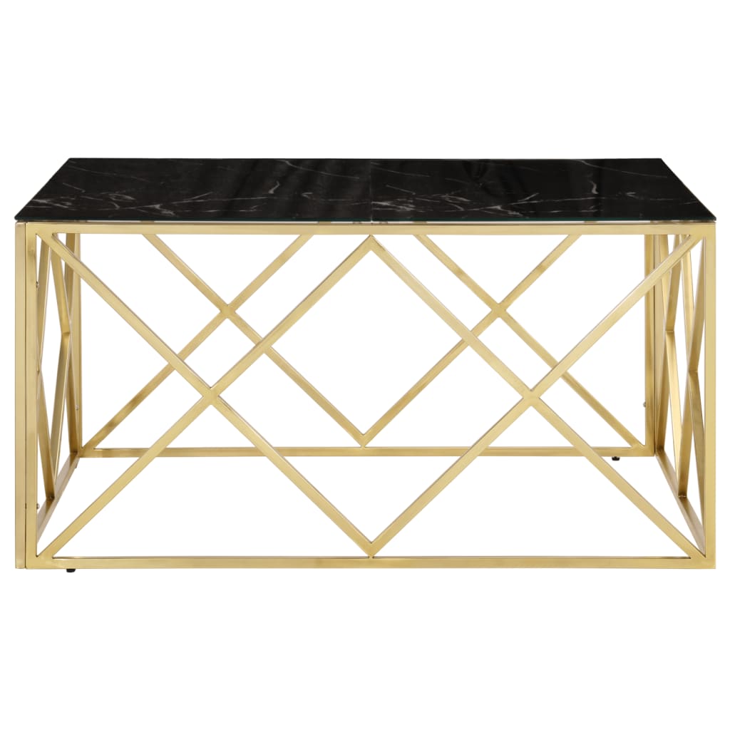 Coffee Table Gold Stainless Steel and Tempered Glass