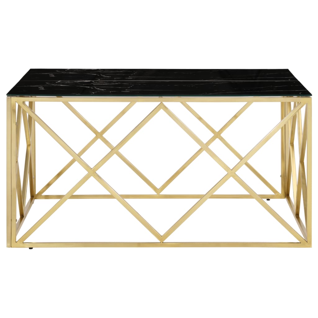 Coffee Table Gold Stainless Steel and Tempered Glass