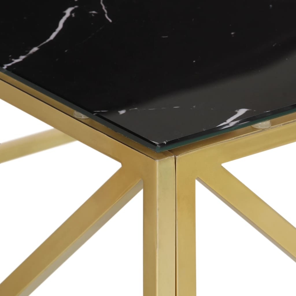 Coffee Table Gold Stainless Steel and Tempered Glass