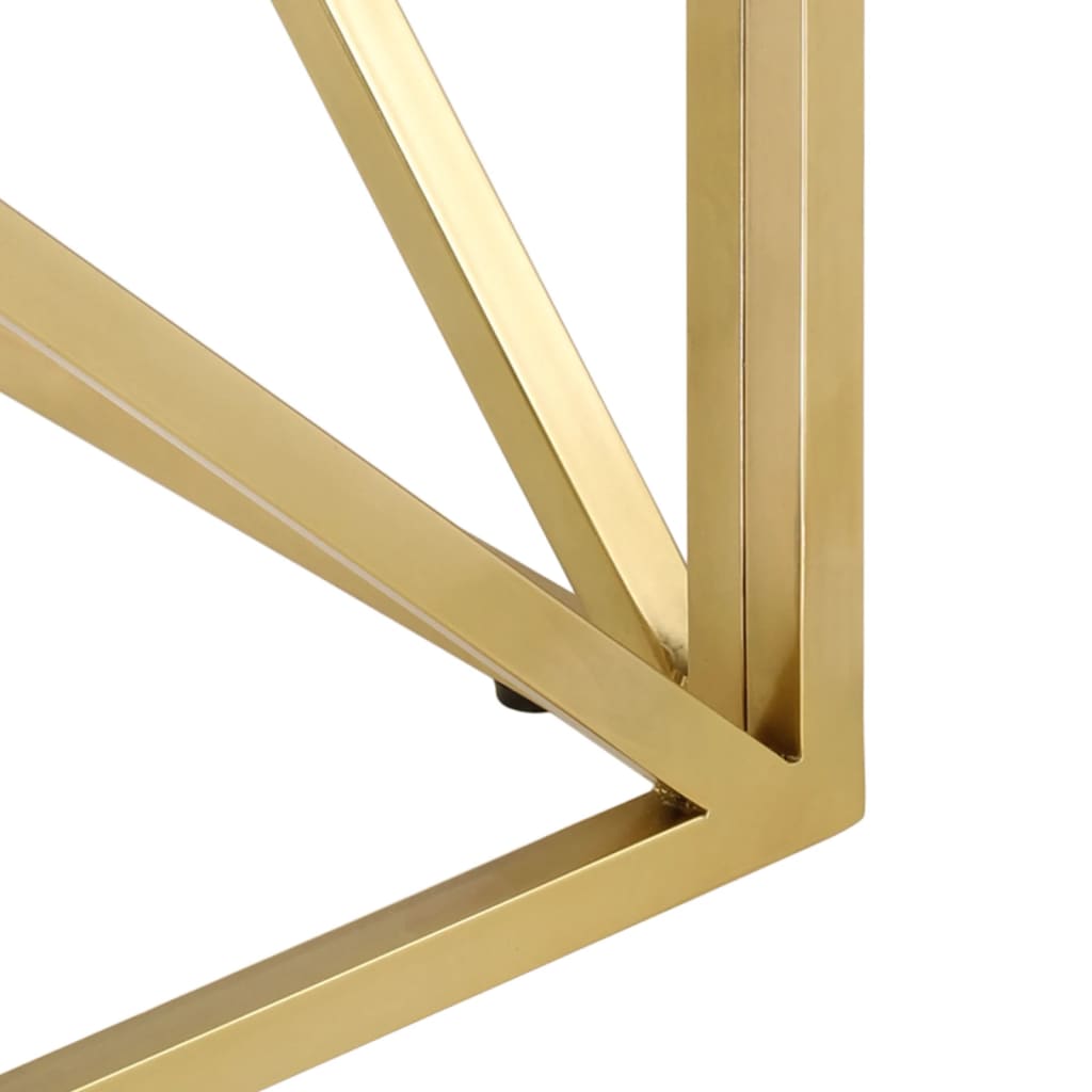 Coffee Table Gold Stainless Steel and Tempered Glass