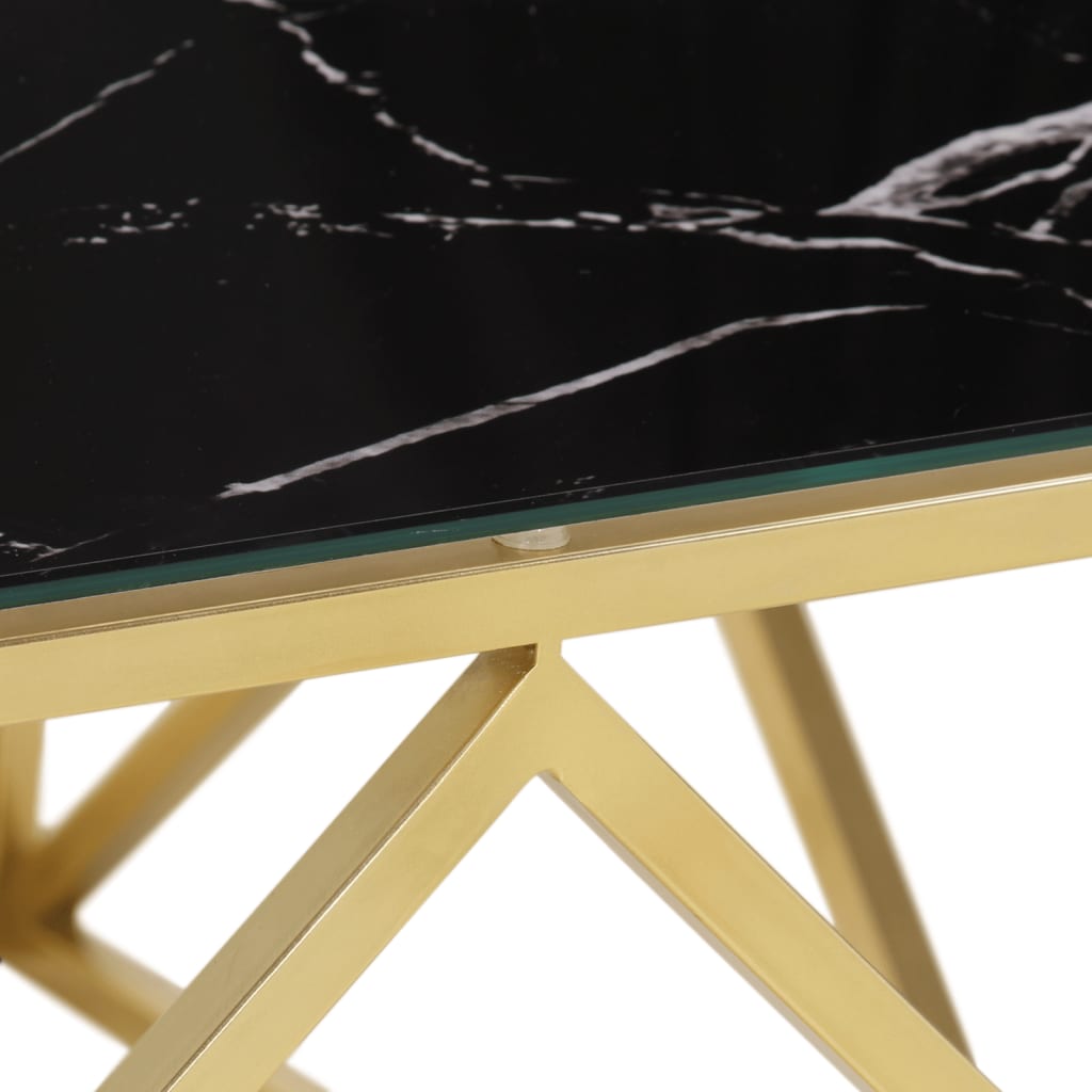 Coffee Table Gold Stainless Steel and Tempered Glass