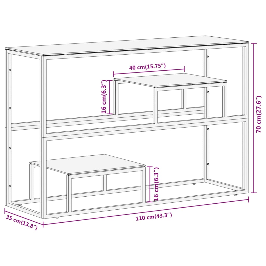 Gold Stainless Steel & Tempered Glass Console Table
