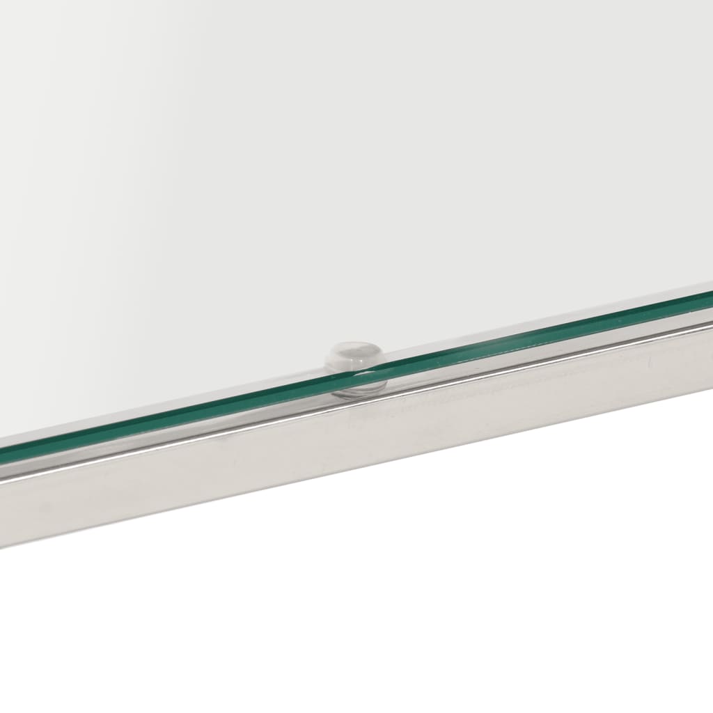 Coffee Table Silver Stainless Steel and Tempered Glass