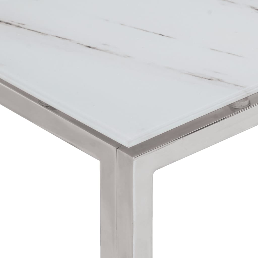 Coffee Table Silver Stainless Steel and Tempered Glass