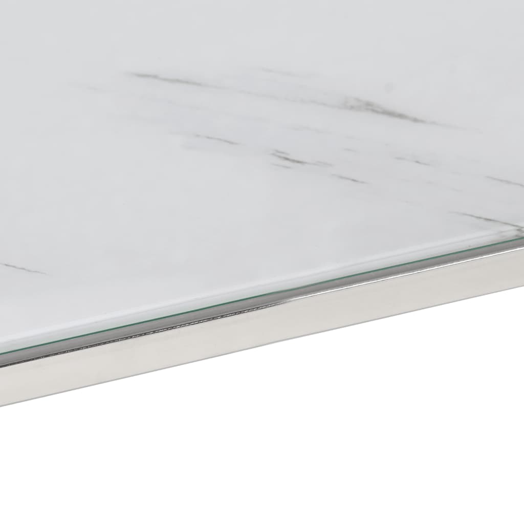 Coffee Table Silver Stainless Steel and Tempered Glass