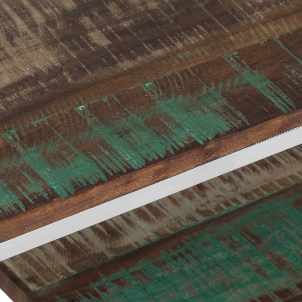 Coffee Table Silver Stainless Steel and Solid Wood Reclaimed